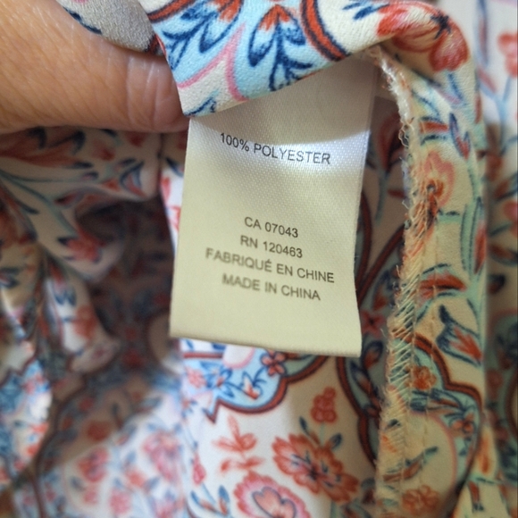 Joie Medium baroque boho floral cream pink blue balloon sleeve smocked blouse - Picture 5 of 9